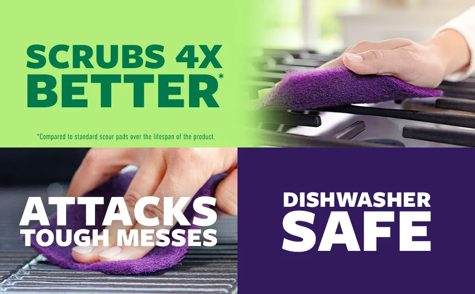 Scotch-Brite Advanced Extreme Scrub Ideal for Grills and Grates 12 Scour Pads Purple - Scotch-Brite Advanced Extreme Scrub