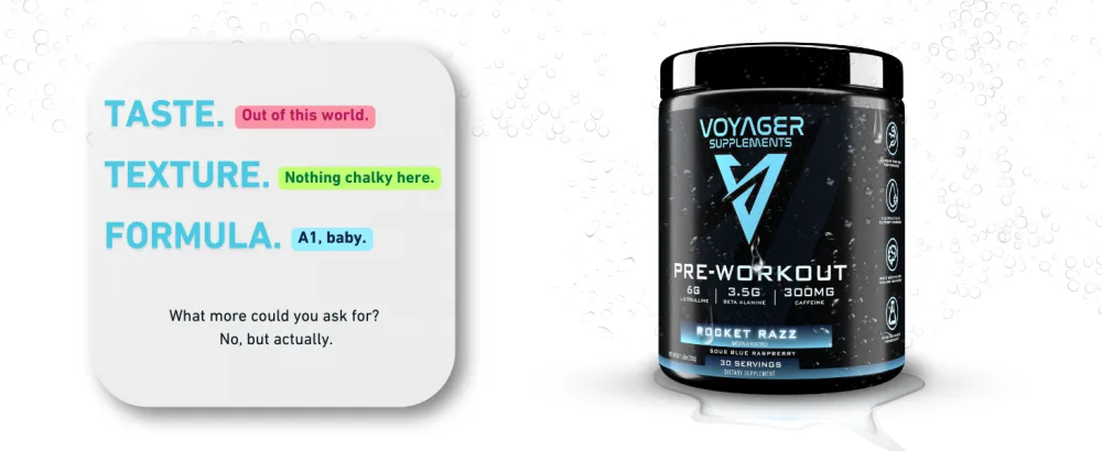 Pre-Workout | Rocket Razz | Clinically Dosed for Intense Pumps Peak Energy and Laser Focus | All-Natural Formula with Citrulline + Beta Alanine + Caffeine | 30 Servings - Best taste, texture and formula