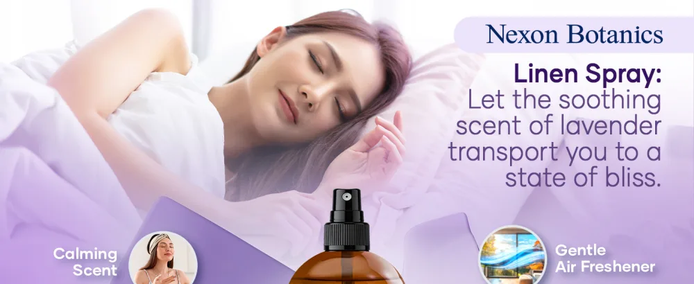 Lavender Linen Spray 8 fl oz - Refreshing Bed Linen Spray - Fabric Refresher Pillow Spray for Bedding Bed Sheets - Nexon Botanics - linen spray for sheets fresh linen spray bedding spray organic fabric spray linen and room spray