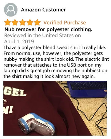 Fabric Shaver Lint Remover AW union USB Powered Lint Shaver Efficiently Remove Lints from Fabrics Clothes Upholstery - 70" Cord - 2 Replacement Blade - Blue - product information 6