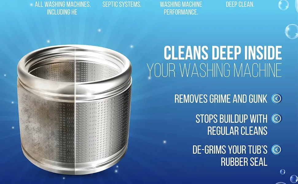 Washing Machine Cleaning Tablets - Powerful Washer Cleaner for Washing Machine Cleaner Top Load Front Loader and HE - Deep Clean & Deodorize - 24 Washer Machine Cleaner Tablets - Washer Cleaner Tablet
