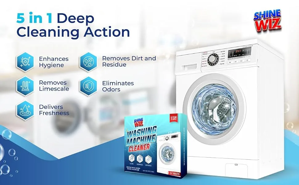 Washing Machine Cleaning Tablets - Powerful Washer Cleaner for Washing Machine Cleaner Top Load Front Loader and HE - Deep Clean & Deodorize - 24 Washer Machine Cleaner Tablets - Washing Machine Cleaner Topload