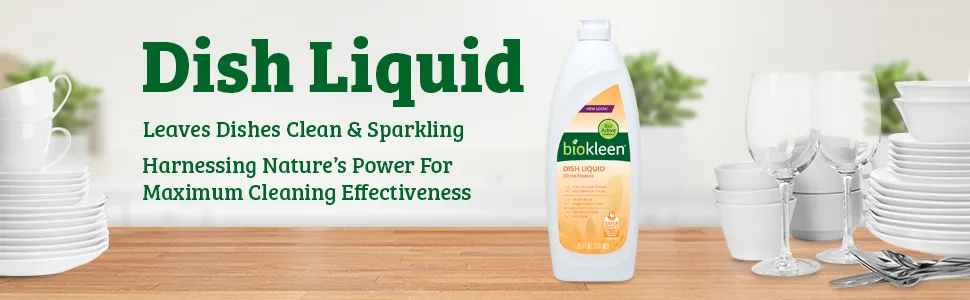 Biokleen Dish Liquid Soap - 50 Ounce - Lemon Thyme Dish-Washing Hand Moisturizing Eco-Friendly Plant-Based No Artificial Fragrance Colors or Preservatives - citrus dish liquid