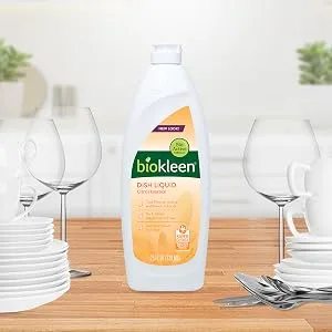 Biokleen Dish Liquid Soap - 50 Ounce - Lemon Thyme Dish-Washing Hand Moisturizing Eco-Friendly Plant-Based No Artificial Fragrance Colors or Preservatives - citrus dish liquid