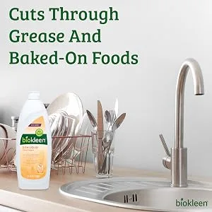 Biokleen Dish Liquid Soap - 50 Ounce - Lemon Thyme Dish-Washing Hand Moisturizing Eco-Friendly Plant-Based No Artificial Fragrance Colors or Preservatives - cuts through grease
