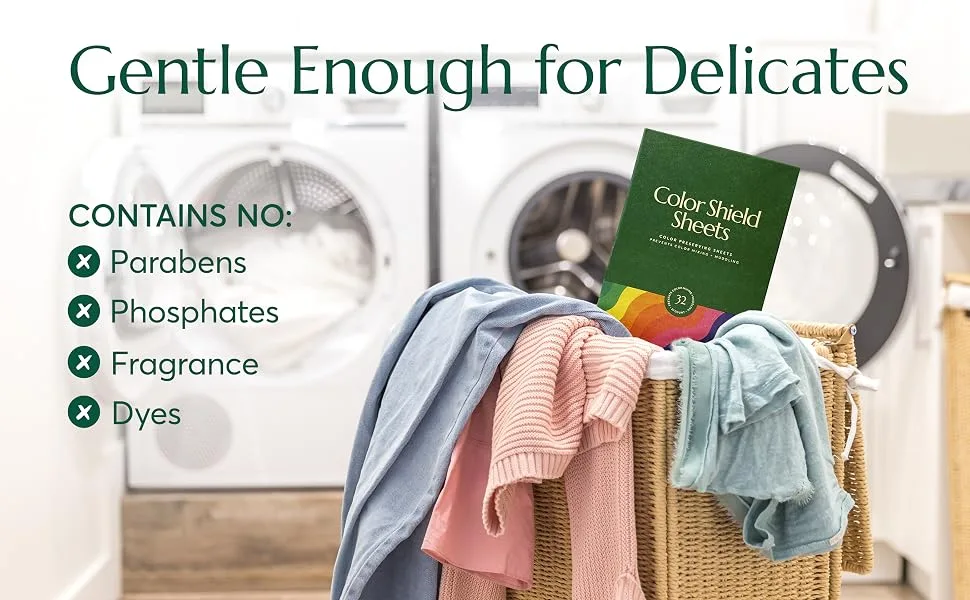 CLEANOMIC Color Shield Sheets (32 Sheets) - Color Preserving Laundry Sheets Dye Absorbing Prevent Color Mixing - Color Shield Sheets