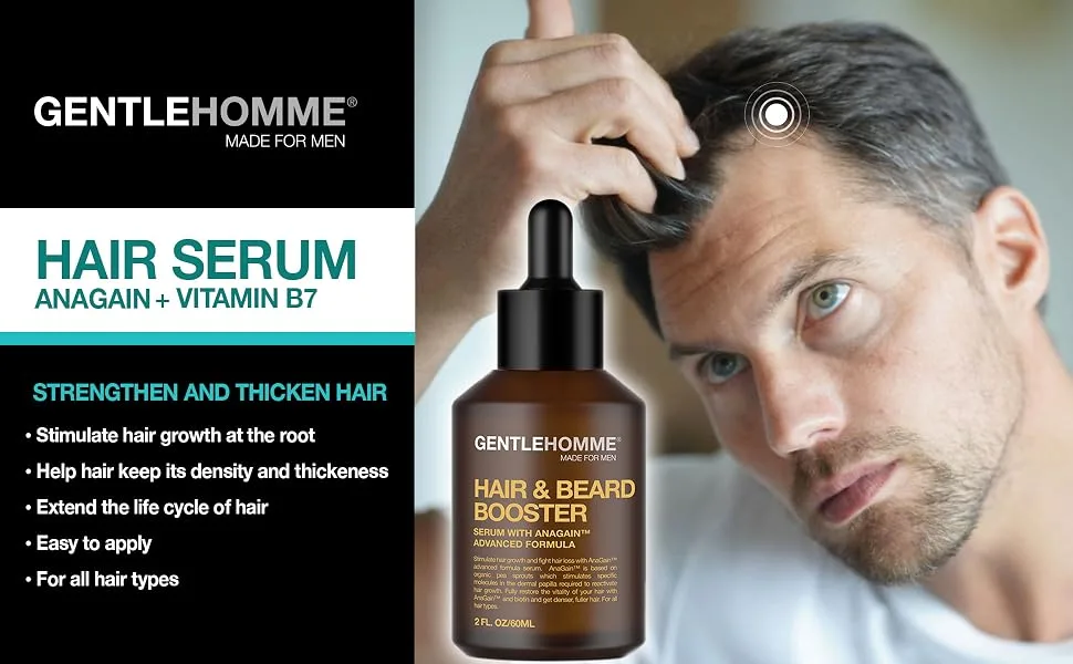 Anagain Hair & Beard Growth Serum - Advanced Formula with Biotin & Castor Oil for Thicker Fuller Regrowth - 60 mL - HAIR SERUM