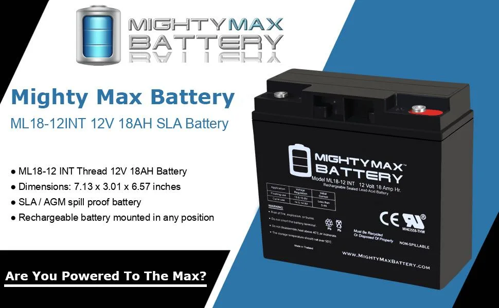 Mighty Max Battery 12V 18AH SLA Internal Thread Replacement for Vision CP12180 - product information 32