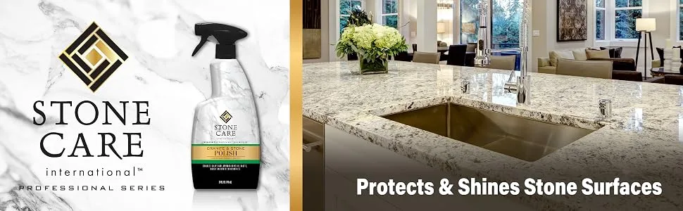 Stone Care International Granite Stone Cleaner and Polish Combo for Granite Marble Soapstone Quartz Quartzite Slate Limestone Corian Laminate Tile Countertop - Stone Polish