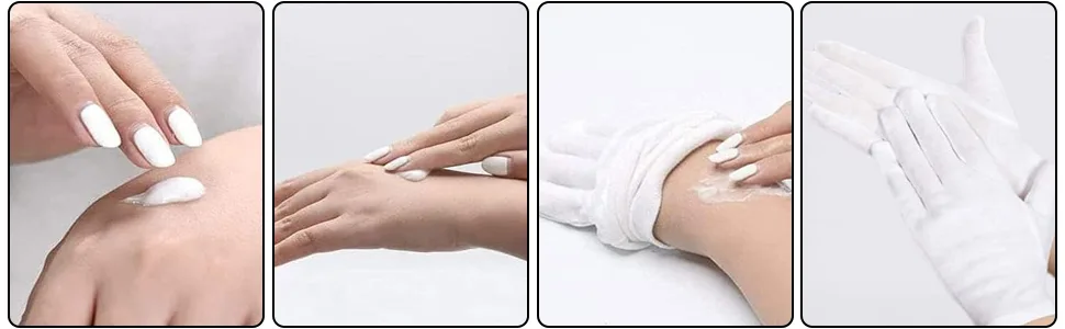 Reusable White Cotton Gloves Moisturizing Gloves for Dry Hands Eczema Cotton Gloves for Sleeping - product information 6