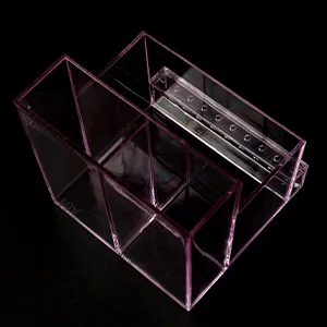 ANGNYA Nail Drill Holder Grinding Bit Storage Box 10 Holes Transparent Nail Drill Bit Holder Plastic Nail Drill Tool Organizer Manicure Tools Display Box for Nail Tech Supplies(Pink) - Nail Drill Holder Grinding Bit Storage Box