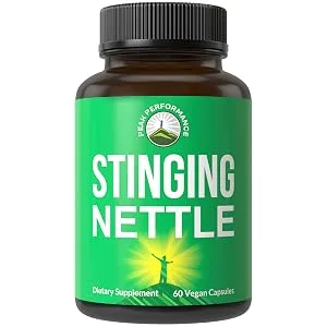 Stinging Nettle Vegan Capsules Made with Stinging Nettle Leaf Powder for Prostate, Hair Growth, Allergy. Better Than Root Extract. Plant Based Herb Supplement Tablets, 60 Pills - Stinging Nettle Capsules