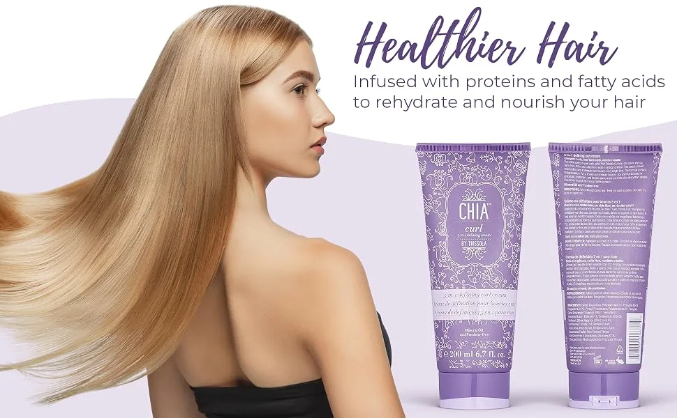 Trissola Chia Curl 5-in-1 Defining Cream - Hydrating Leave-In Curl Cream (6.7 oz) - Defining Cream