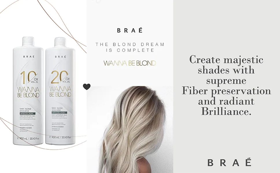 BRA Wanna Be Blond Shiny-Blond Developer - Ox 10 Vol.3% 30.43 fl.oz Gentle Formula for Even Lift and Tone Universal Oxidizer Ox 10 Vol. 3% - product information 10