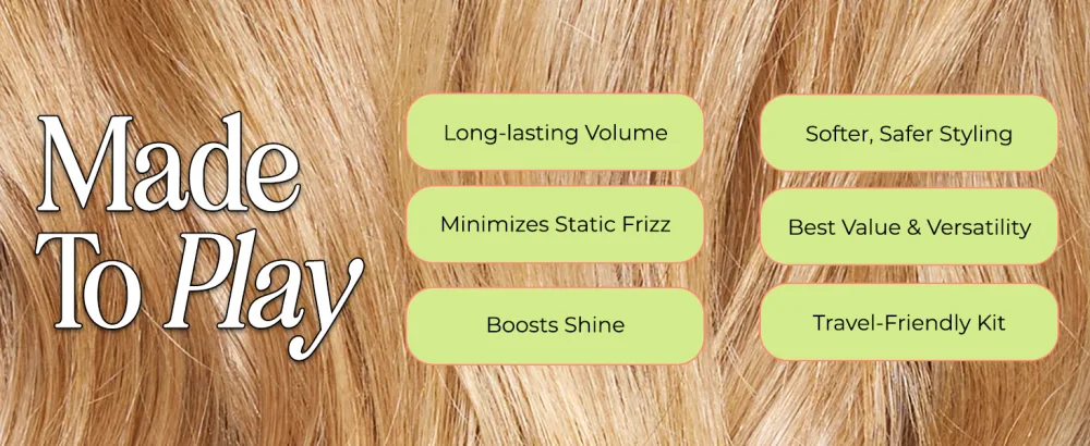 INH Hair 3-in-1 Quick Change Styler | Interchangeable Styling Tool with 3 Detachable Heads: Thermal Round Brush Clamp Curling Iron and Bubble Barrel - Styling tool long lasting volume, minimizes static frizz, Softer, safer Styling, Travel friendly kit