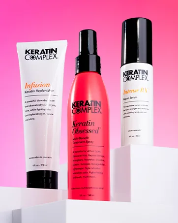 Keratin Complex - Blow Dry Essential Kit - Keratin Obsessed 5 fl oz + Infusion Keratin Replenisher 4 fl oz - Slices