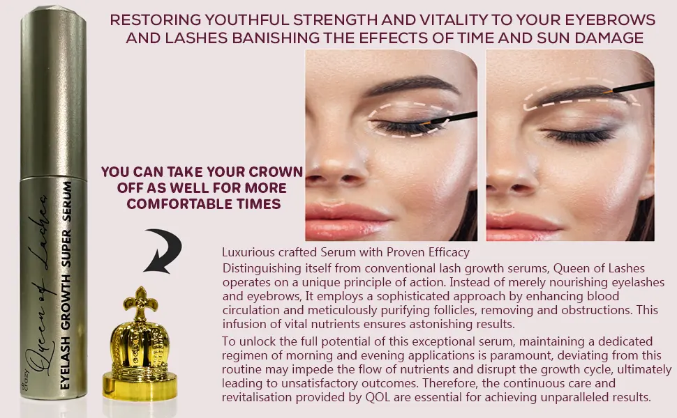 Premium Eyelash Growth Serum: Lash Enhancing Serum with Ginseng Root Extract & Peptides Advanced Formula to Boost Longer Fuller Thicker & More Defined-Looking Lashes 8ml - eye lashes boosting serums, lash booster, lash growth serum, queen of lashes