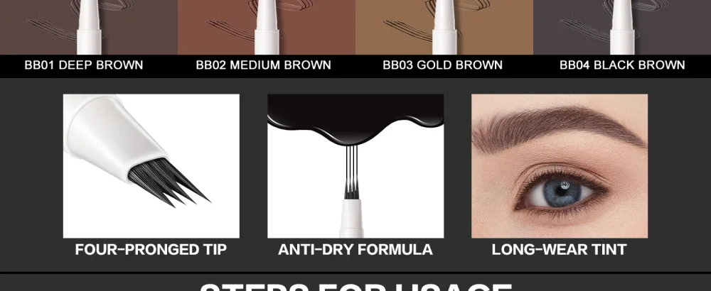 FOCALLURE FLUFFMAX TINTED Liquid Eyebrow Pen Eyebrow Microblading Pen with a Micro-Fork Tip Applicator Long-Lasting Smudge-Proof Creates Natural Looking Brows MEDIUM BROWN BB02 MEDIUM BROWN - product information 22