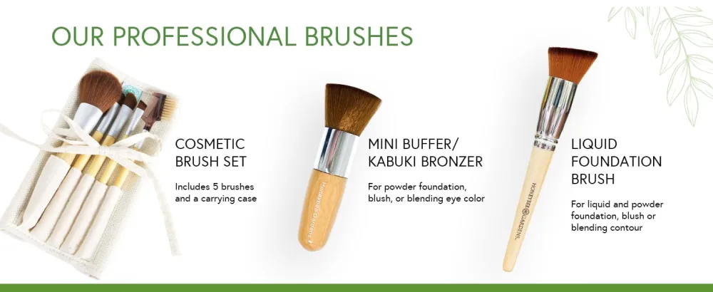 Honeybee Gardens Eco Friendly Professional Cosmetic Brush Set - Eco Brush
