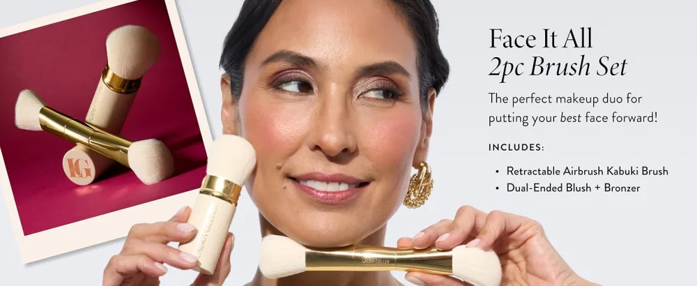 LAURA GELLER 5PC Full Face Professional Vegan Makeup Brush Gift Set | Apply Foundation Blush Bronzer Eyeshadow & More | AMAZON EXCLUSIVE | 18 Full Face Professional Makeup Brush Gift Set - Brush Collection Holiday 2024