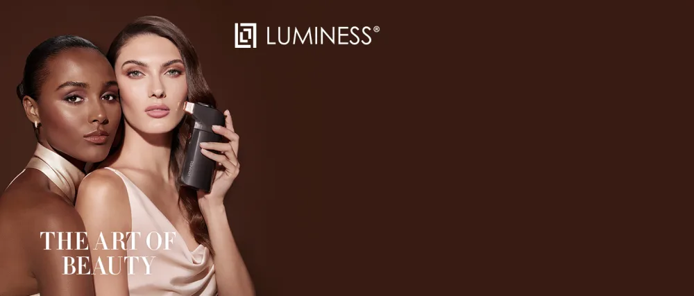 Luminess Silk 4-in-1 Airbrush Foundation Makeup Starter Kit - Medium Coverage 6-piece - Includes 2x Silk Airbrush Foundation Blush Glow Highlighter Moisturizer Primer & Airbrush Cleaning Solution - LUMINESS