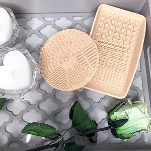 Nanshy Silicone Makeup Brush Cleaner Pad & Makeup Brush Cleaning Palette Glove Set of 2 Tools for Quick Clean or Deep Cleansing - makeup brish cleaner