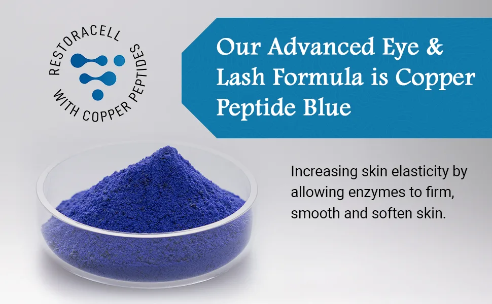 Vitali Advanced Eye & Lash Formula: Premium Age Reducing Copper Peptide Skincare for Longer Lashes and Fuller Eyebrows Reduces Dark Circles and Puffy Eyes - 2 oz. - eye lash copper peptide blue