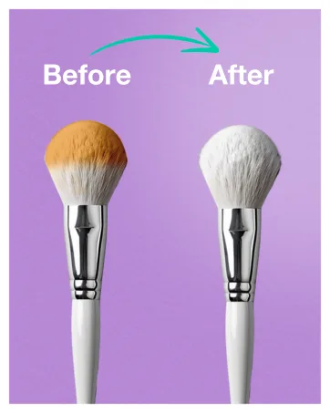 Makeup Brush Cleaner - Deep clean Rinse Free Quick Dry - Ideal for Cleaning and Odorizing Natural and Synthetic Make-up Brushes (32 Fl oz) - Before and After