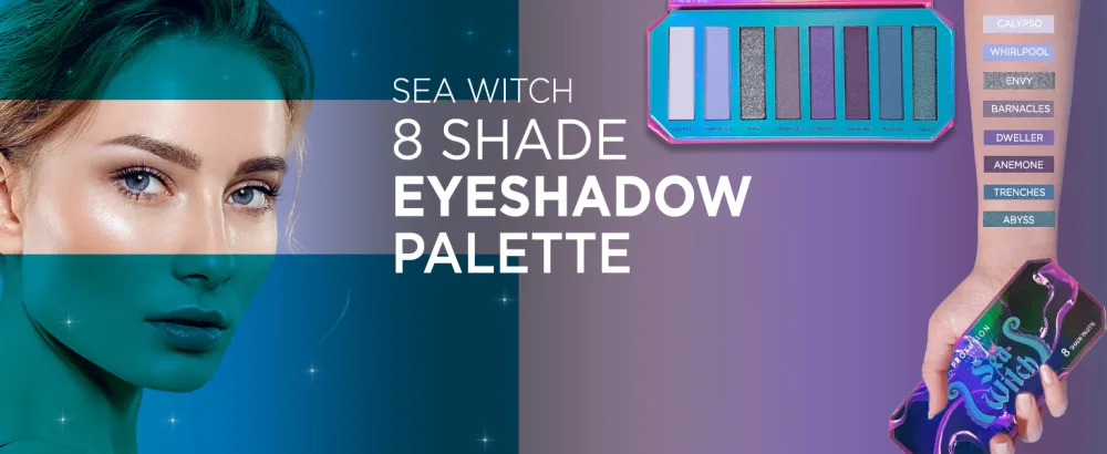Profusion Cosmetics Sea Witch 8 Shade Eyeshadow Palette Richly Pigmented Shadows for Mesmerizing Looks With Amazing Multi Finish Palette - Dark Magic & Raise Your Glam.
