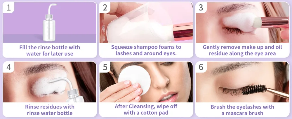 LANBENA Lash and Eyelash Cleanser Kit 100ml - Amino Acid Foam for Sensitive Skin Makeup Remover Paraben & Sulfate Free - product information 20