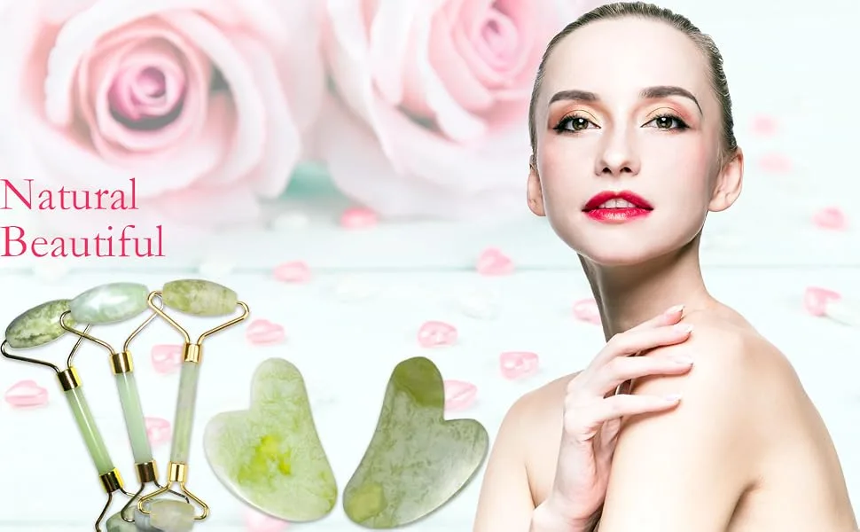 Jade Roller GuaSha Skincare - Gua sha tools Face Ice Rollers Skin care gift Natural - beauty