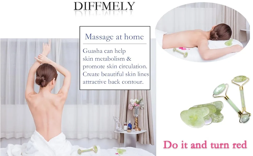 Jade Roller GuaSha Skincare - Gua sha tools Face Ice Rollers Skin care gift Natural - message