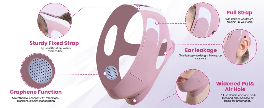 Graphene V-Line Mask Chin Up Mask V Shaped Face Mask Chin strap for sleeping Jaw Exerciser lilac - product information 10