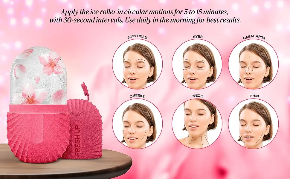 Ice Roller For Face Fresh up Ice Cube Roller Massager For Face Reduce puffiness and dark circles Minimize pores and improve Skin texture (Pink Ice Roller) - Ice Roller