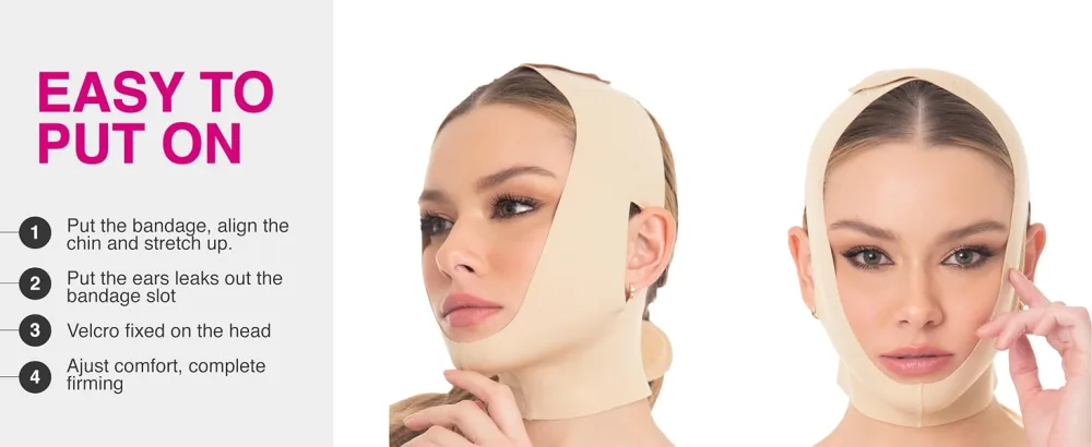 M&D Face Slimming Chin Strap Lipo Compression Garment Mentonera Postquir rgica Facial Beige S 0810 Beige Small - M&D Face Slimming Chin Strap Lipo Compression Garment Mentonera Postquirúrgica Facial