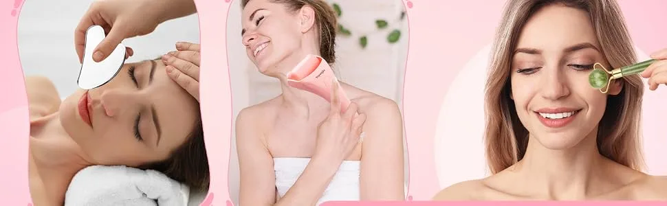 Gua Sha Facial Tools Guasha Tool for Face Ice Roller for Face Face Roller & Massager Guasha Tool Gifts Skincare Tools for Women - gift for women