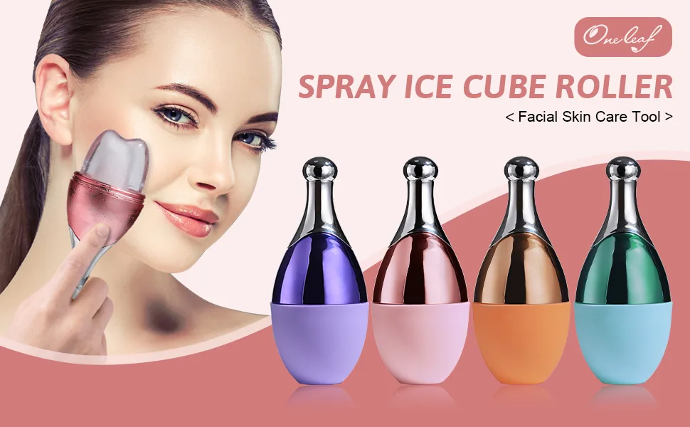 Oneleaf spray ice cube roller Bottle Calms the skin relaxes the muscles relieves various pains such as toothache-Pink - Oneleaf spray ice cube roller Bottle