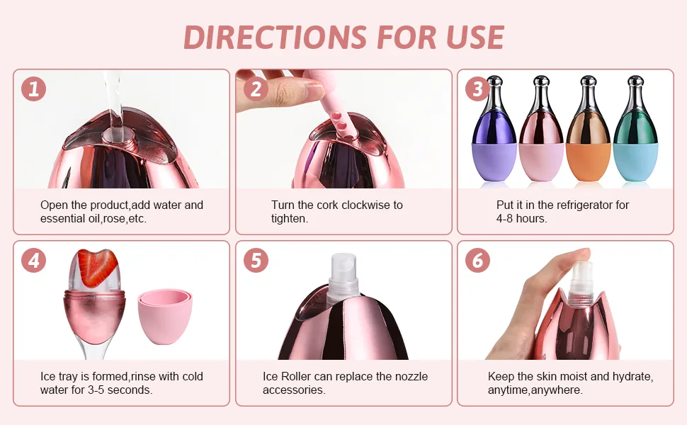 Oneleaf spray ice cube roller Bottle Calms the skin relaxes the muscles relieves various pains such as toothache-Pink - Oneleaf spray ice cube roller Bottle