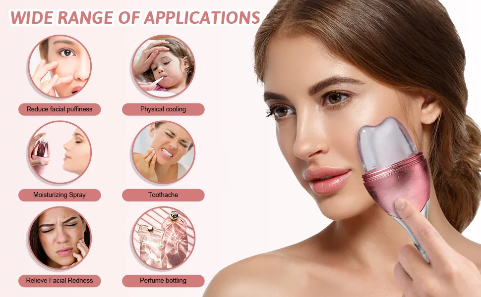 Oneleaf spray ice cube roller Bottle Calms the skin relaxes the muscles relieves various pains such as toothache-Pink - Oneleaf spray ice cube roller Bottle