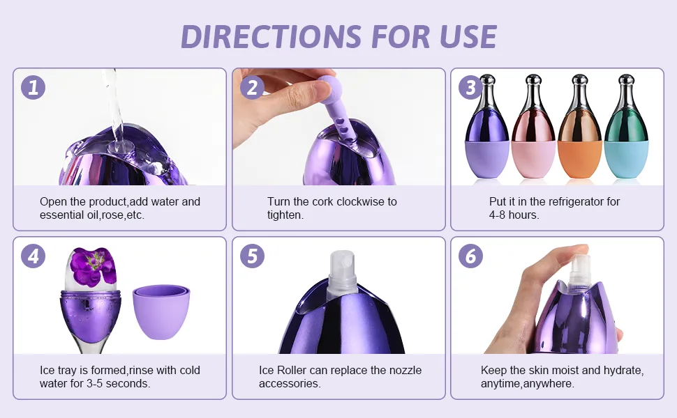 Oneleaf spray ice cube roller Bottle Calms the skin relaxes the muscles relieves various pains such as toothache-Purple - Oneleaf spray ice cube roller Bottle