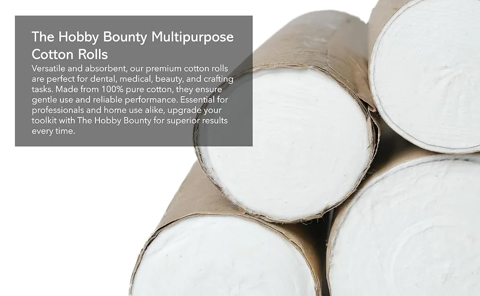 Cotton Roll Undercast Padding Roll Soft and Absorbent Cotton Makeup Remover in an Easy to Tear & Use Roll White Cotton Roll for Art Projects Craft 100 Gram - cotton roll bundle with text