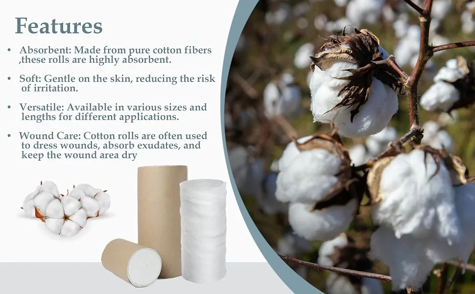 Cotton Roll Undercast Padding Roll Soft and Absorbent Cotton Makeup Remover in an Easy to Tear & Use Roll White Cotton Roll for Art Projects Craft 100 Gram - cotton roll feature