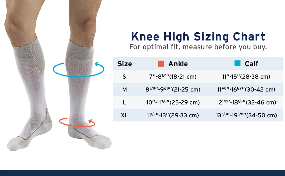 JOBST 7529001 BSN Medical Compression Sock Knee High 20-30mmHg Closed Toe Medium White/Grey White Medium - stockings compression medium knee high relief hose medical support sport open toe sock closed thigh