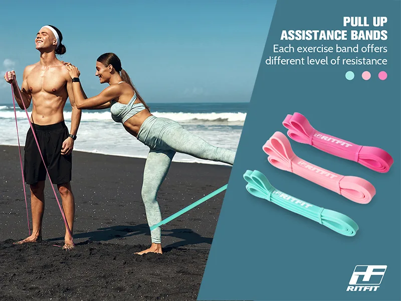 RitFit Pull Up Assist Band - Premium Resistance Band for Pull Up Assistance Resistance Training Body Stretching Powerlifting Mobility Training #9 Pink - 20 to 60 Pounds - pull up band