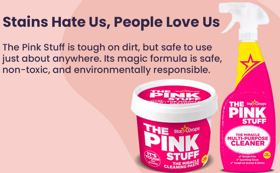 Stardrops - The Pink Stuff - The Miracle Multi-Purpose Spray, Window & Glass Cleaner, and Bathroom Foam Spray Bundle (1 Multi-Purpose Spray, 1 Window & Glass Cleaner, 1 Bathroom Foam Spray) - bottom