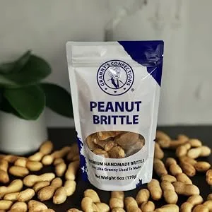 Grannys Confections Peanut Brittle Gourmet Handmade with Virginia Peanuts Old Fashioned Peanut Brittle Candy Gluten Free 6oz Bag - old fashioned peanut brittle granny's confections