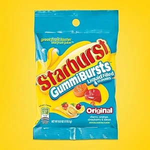 STARBURST FaveREDS Chewy Candy Bulk Pack, Full Size, 2.07 oz, (Pack of 24) - Starburst GummiBursts - Liquid Filled Gummy Candies.