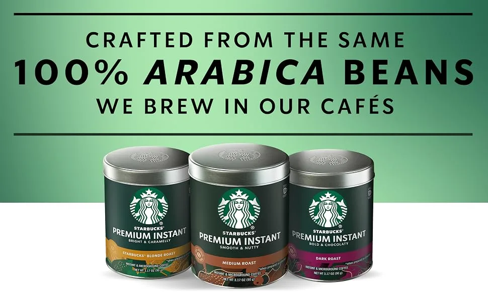 Starbucks Premium Instant Coffee  Medium Roast  100% Arabica  3 Tins (up to 120-cups total) - Crafted from the same 100% arabica beans we brew in our cafes
