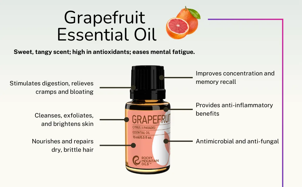 Rocky Mountain Oils Grapefruit Essential Oil 15 ml - Pure Essential Oils for Diffusers | Organic Grapefruit Aroma Blends for Home Use | Therapeutic Grade Natural Oils | Aromatherapy Diffuser Oil - Grapefruit Essential Oil