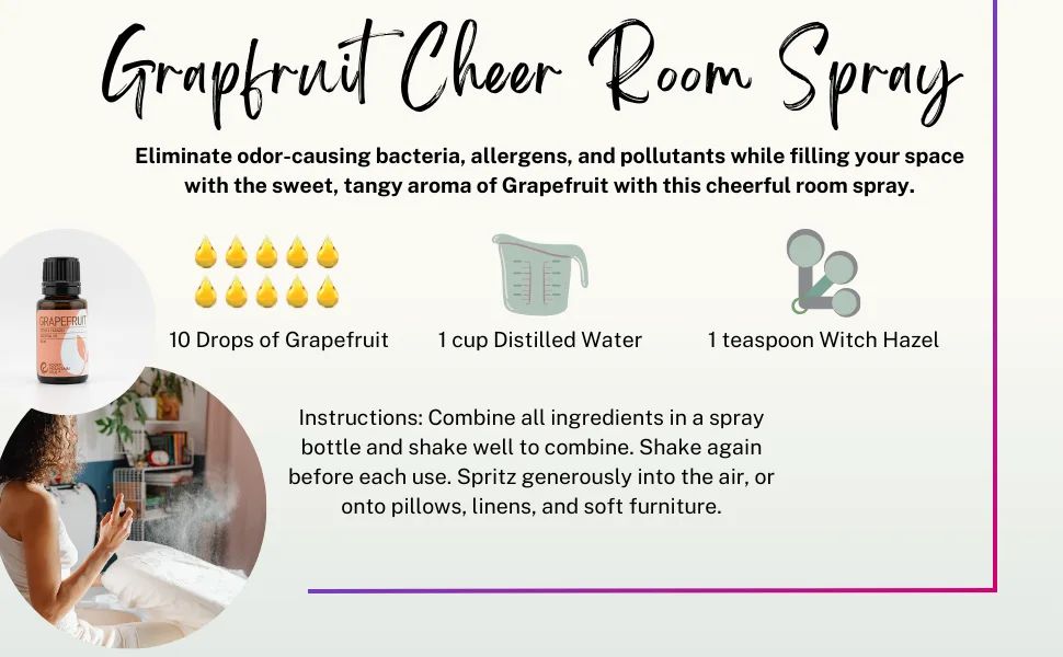 Rocky Mountain Oils Grapefruit Essential Oil 15 ml - Pure Essential Oils for Diffusers | Organic Grapefruit Aroma Blends for Home Use | Therapeutic Grade Natural Oils | Aromatherapy Diffuser Oil - Grapefruit Essential oil Cheer Room Spray
